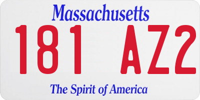 MA license plate 181AZ2