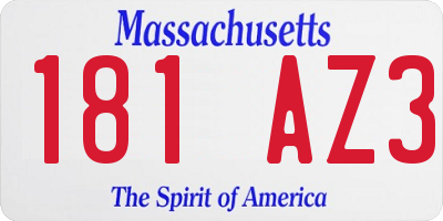 MA license plate 181AZ3