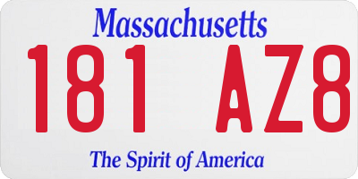 MA license plate 181AZ8