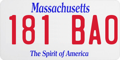 MA license plate 181BA0