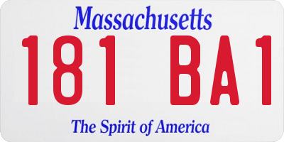 MA license plate 181BA1
