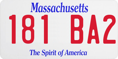 MA license plate 181BA2