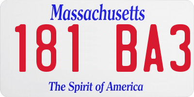 MA license plate 181BA3