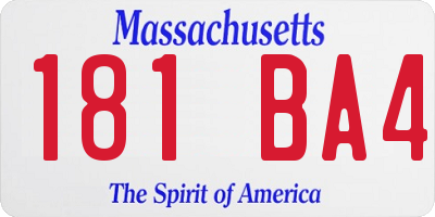 MA license plate 181BA4