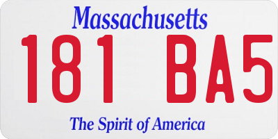 MA license plate 181BA5