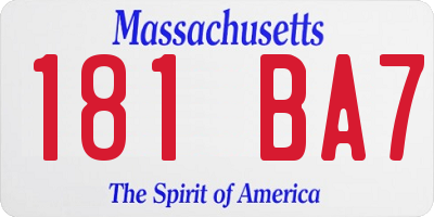 MA license plate 181BA7