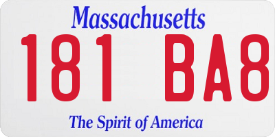 MA license plate 181BA8