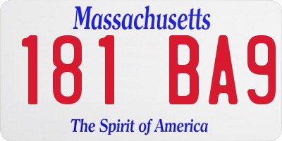 MA license plate 181BA9