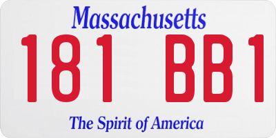 MA license plate 181BB1