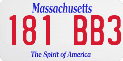 MA license plate 181BB3