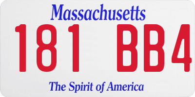 MA license plate 181BB4