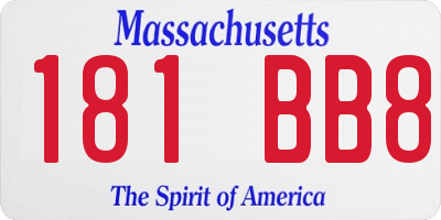 MA license plate 181BB8
