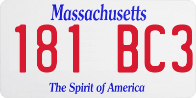 MA license plate 181BC3
