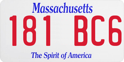 MA license plate 181BC6