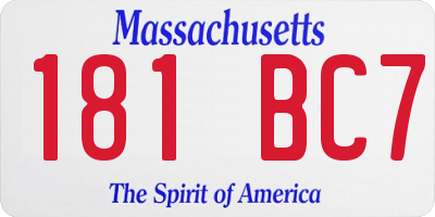 MA license plate 181BC7
