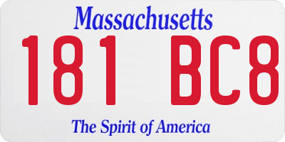MA license plate 181BC8