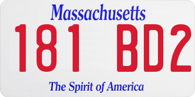 MA license plate 181BD2
