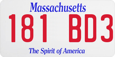 MA license plate 181BD3