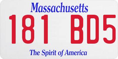 MA license plate 181BD5