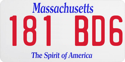 MA license plate 181BD6