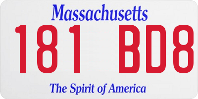 MA license plate 181BD8