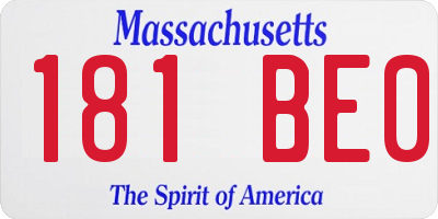 MA license plate 181BE0