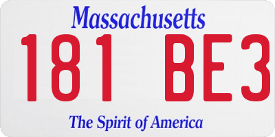 MA license plate 181BE3