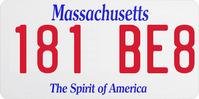 MA license plate 181BE8