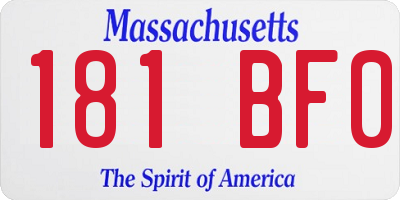 MA license plate 181BF0