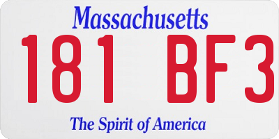 MA license plate 181BF3