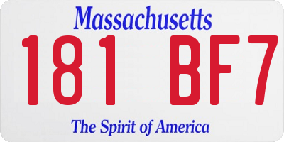 MA license plate 181BF7