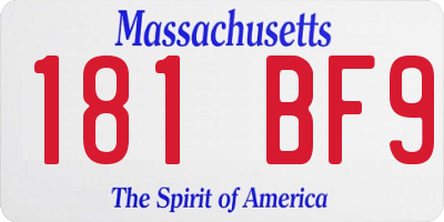 MA license plate 181BF9