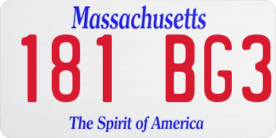 MA license plate 181BG3