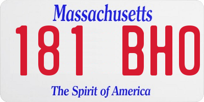 MA license plate 181BH0