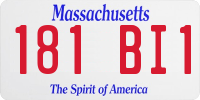 MA license plate 181BI1