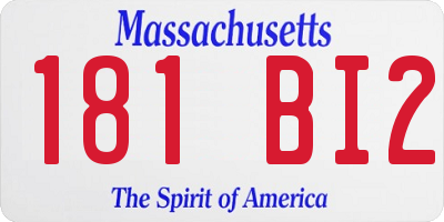MA license plate 181BI2