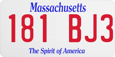 MA license plate 181BJ3