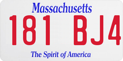 MA license plate 181BJ4