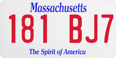 MA license plate 181BJ7
