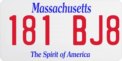 MA license plate 181BJ8