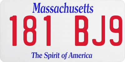 MA license plate 181BJ9