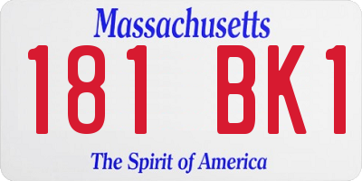 MA license plate 181BK1
