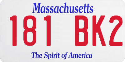 MA license plate 181BK2