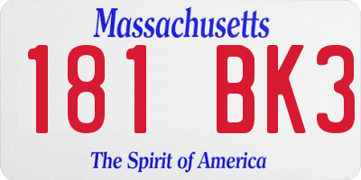 MA license plate 181BK3