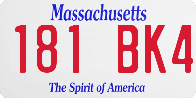 MA license plate 181BK4