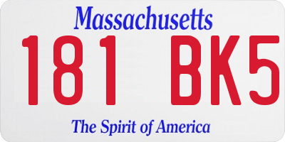 MA license plate 181BK5