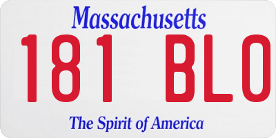 MA license plate 181BL0