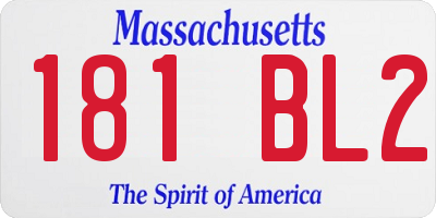 MA license plate 181BL2