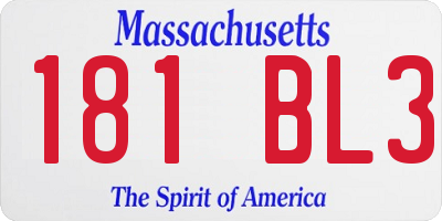 MA license plate 181BL3