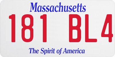 MA license plate 181BL4